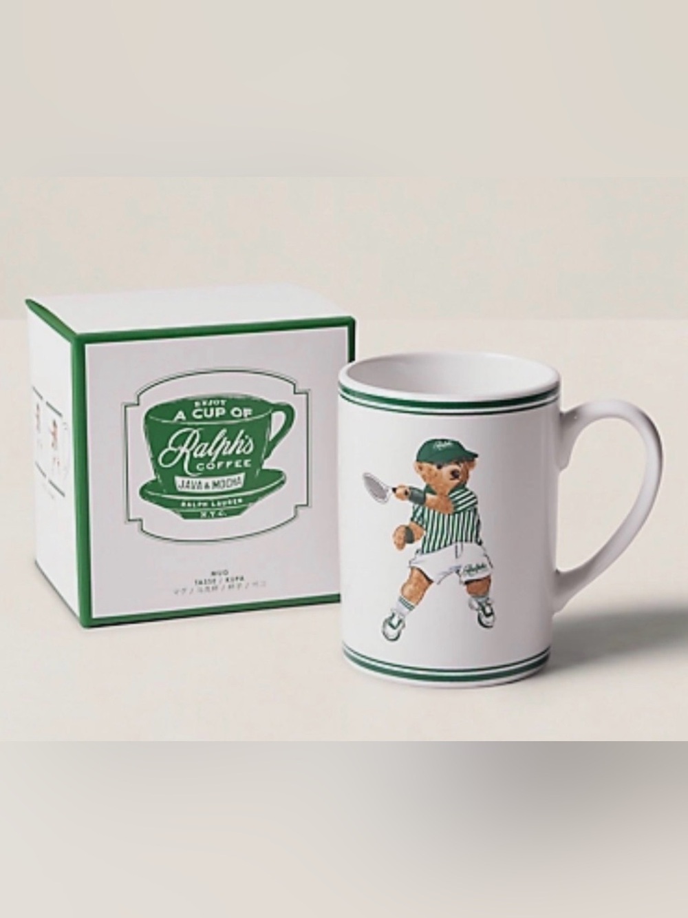 NEW Polo Ralph Lauren 14oz RALPH’S COFFEE TENNIS BEAR Porcelain Coffee Tea Mug